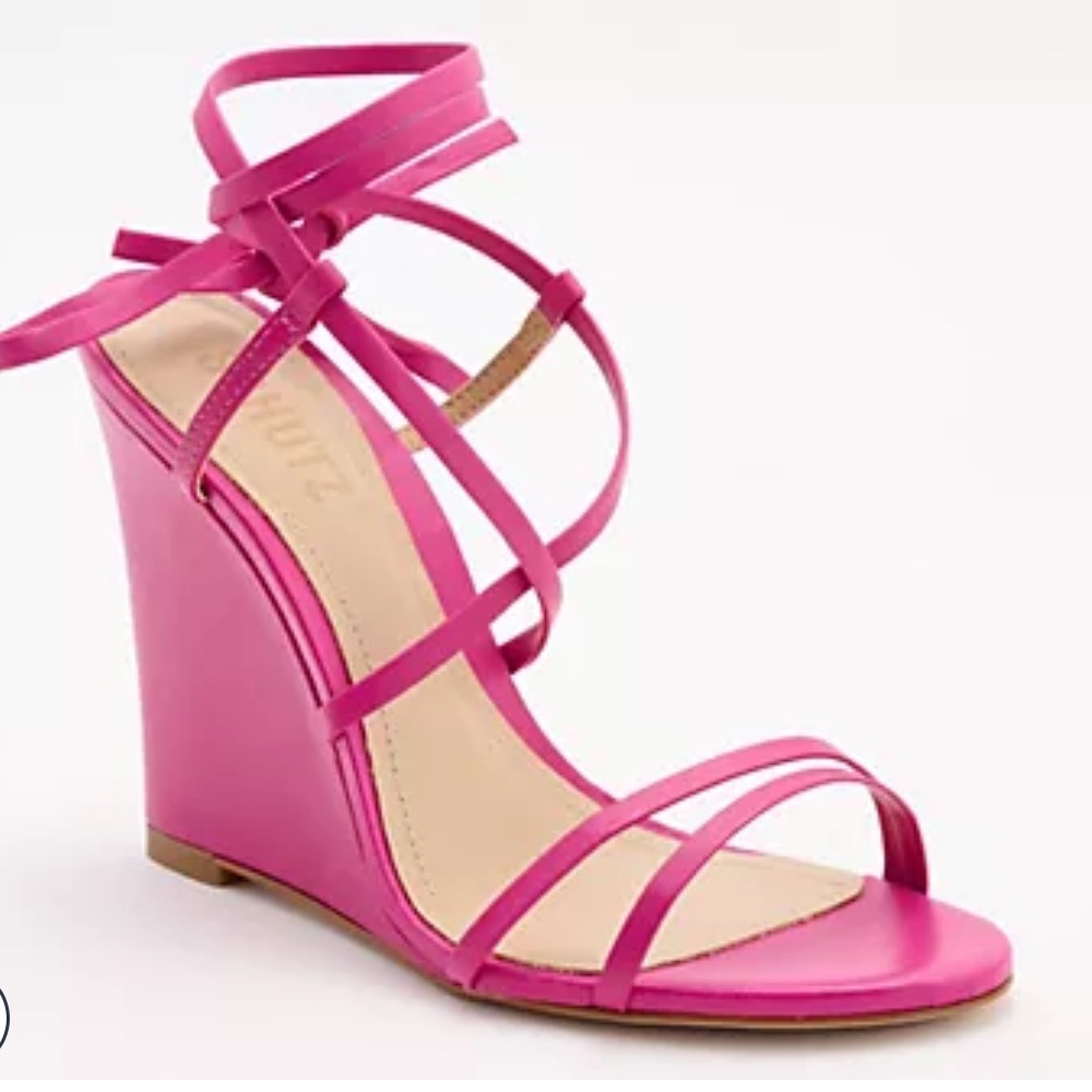 New without Box Schutz‎ Women’s Deanne Strappy Leather Heeled Sandals Hot Pink